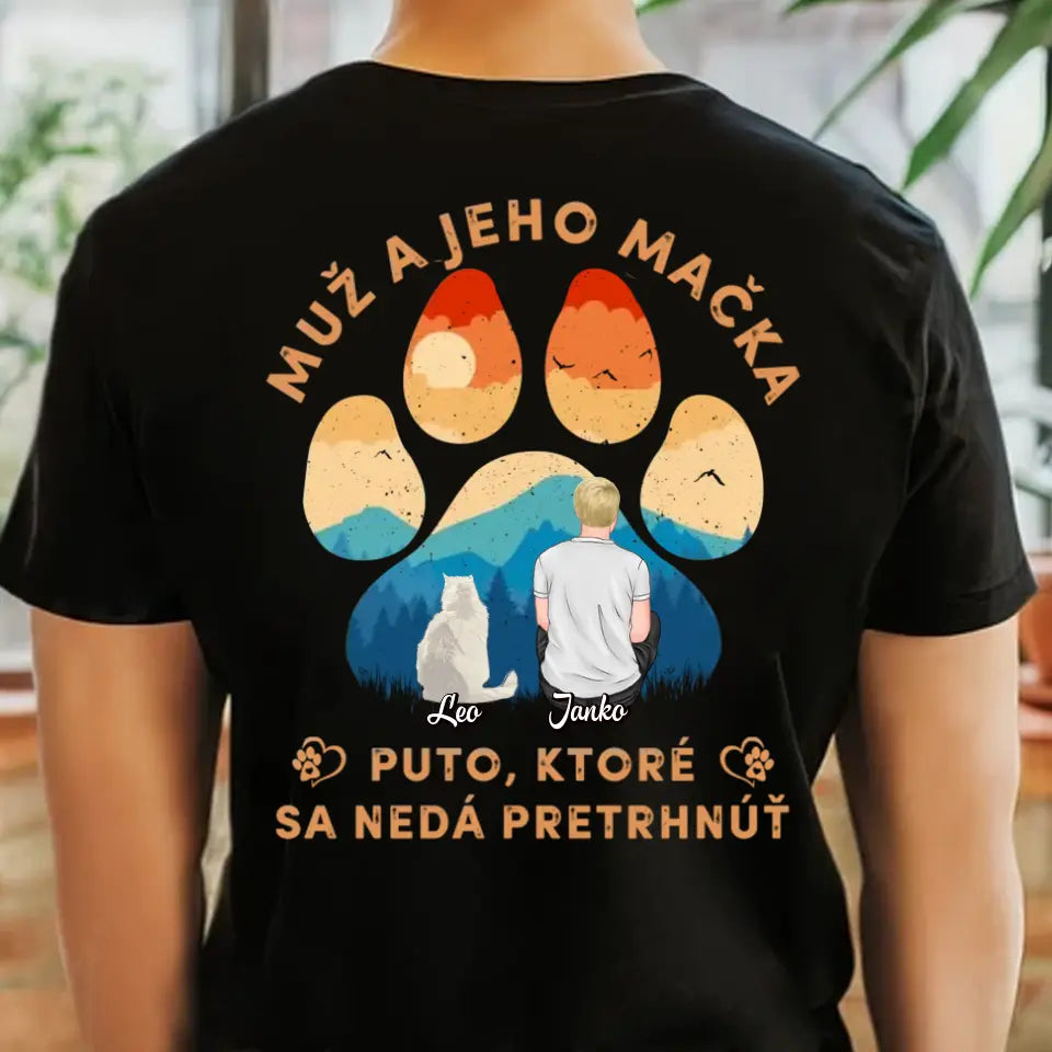 Muž a jeho mačka - (Čierne tričko)