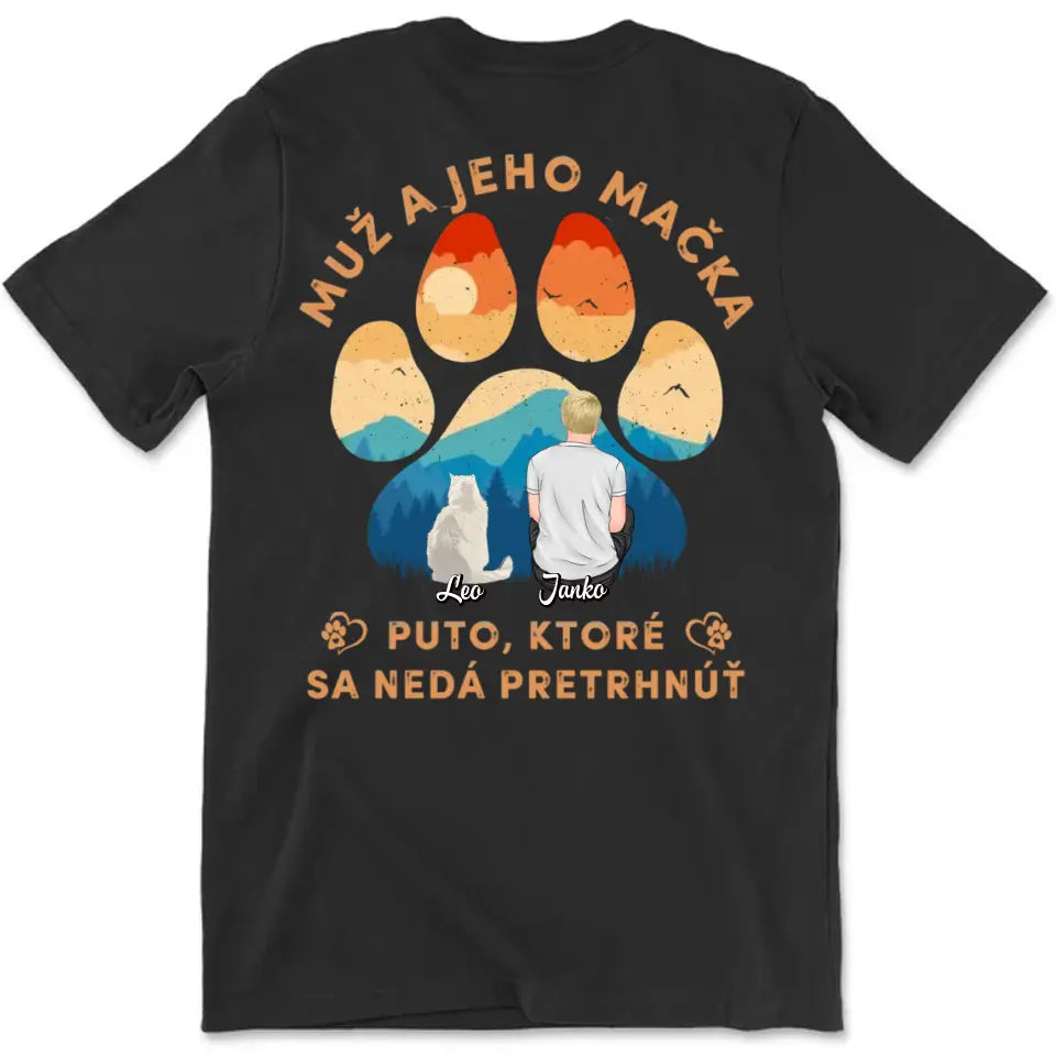Muž a jeho mačka - (Čierne tričko)